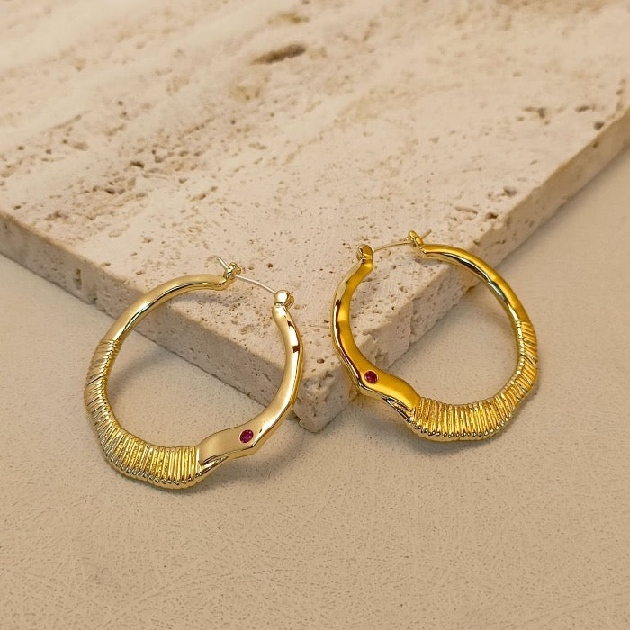 Vintage Hoop Earrings with Ruby