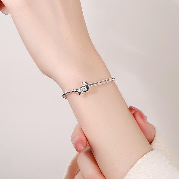 Ball Chain Bracelet-Silver Knot Design