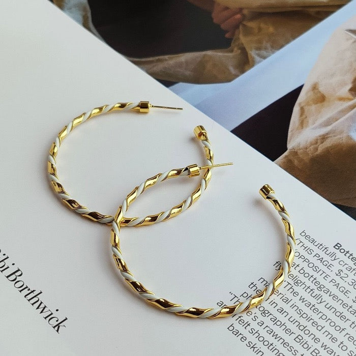  hoop earrings with braided leather