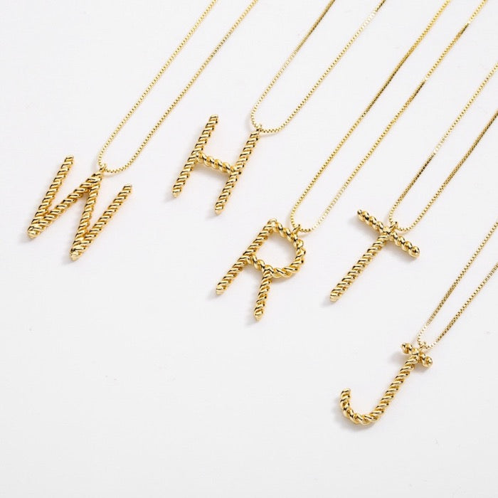 Letter Charm A-Z Braided Longline Necklaces