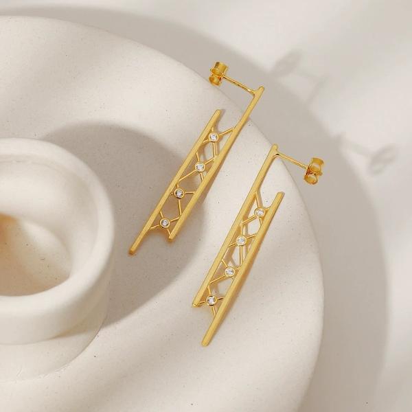 Minimalist longline net drop earrings