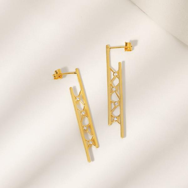 Minimalist longline net drop earrings