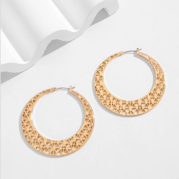 Moon Net - Oversized Golden Hoop Earrings