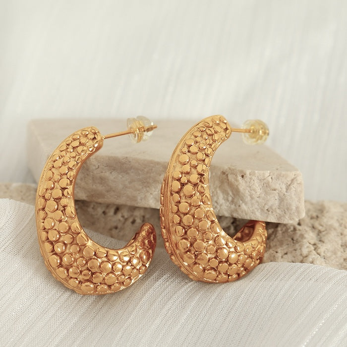 Bold Point Texture Hoop Earrings