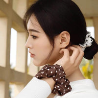 Polka Dot 100% Silk Hair Scrunchie-6cm wide