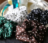 Polka Dot 100% Silk Hair Scrunchie-6cm wide