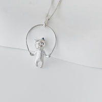 Cute Rope Skipping Cat Necklace