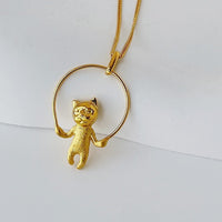 Cute Rope Skipping Cat Necklace