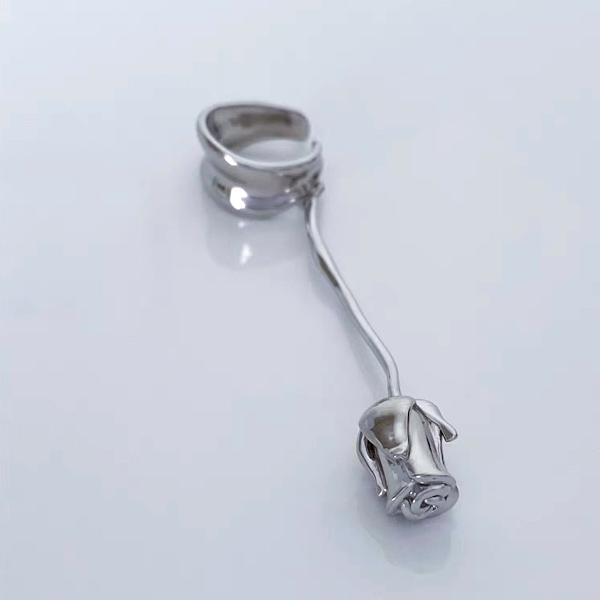 Romantic Silver Rose Ear Cuff-One piece