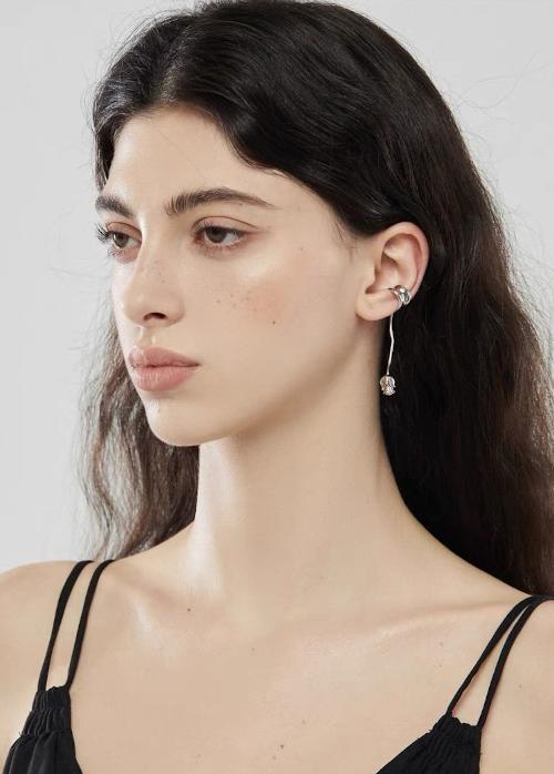 Romantic Silver Rose Ear Cuff-One piece