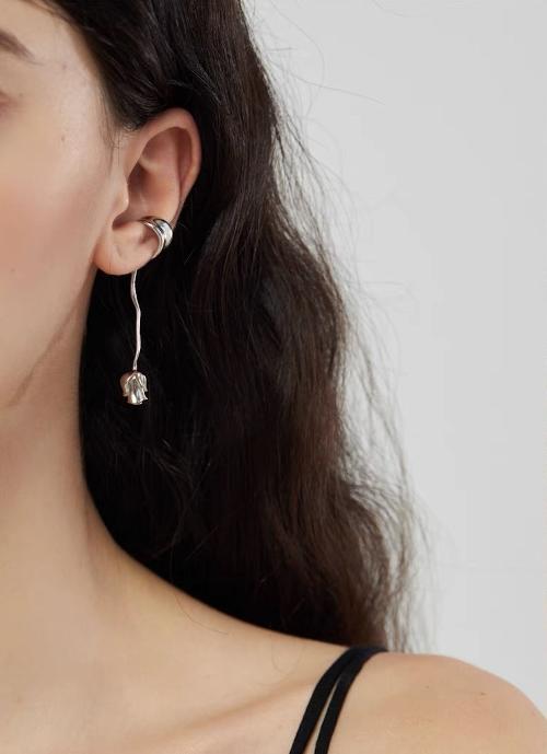 Romantic Silver Rose Ear Cuff-One piece