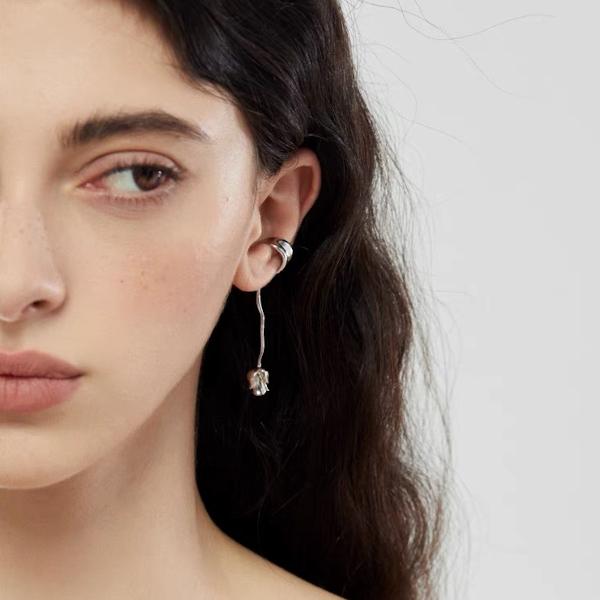 Romantic Silver Rose Ear Cuff-One piece