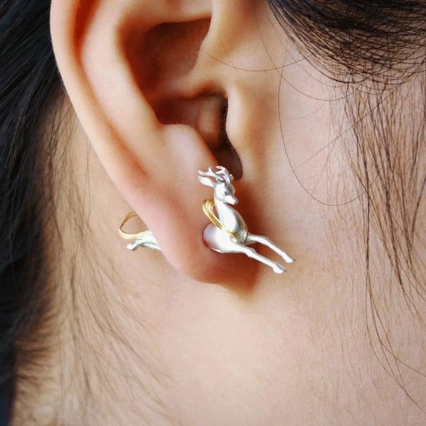 Deer Design Double-Sided Ear Stud