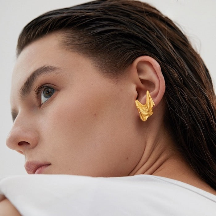 Unique  Silk Cloth Ear cuff - One piece