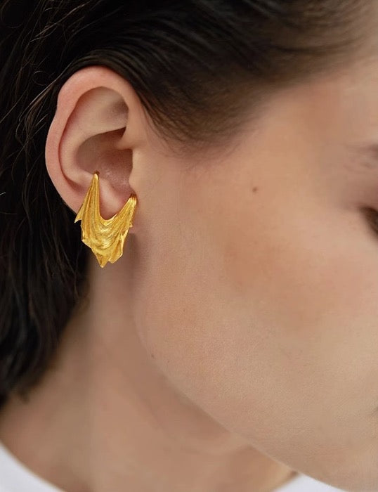 Unique  Silk Cloth Ear cuff - One piece