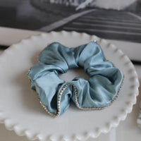 100% Silk Hair Scrunchie - Diamond Trim