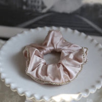 100% Silk Hair Scrunchie - Diamond Trim