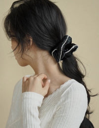 100% Silk Hair Scrunchie - Diamond Trim