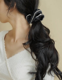 100% Silk Hair Scrunchie - Diamond Trim