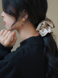 Chic 100% Silk Skirt Design Hair Scrunchie-Double Layer