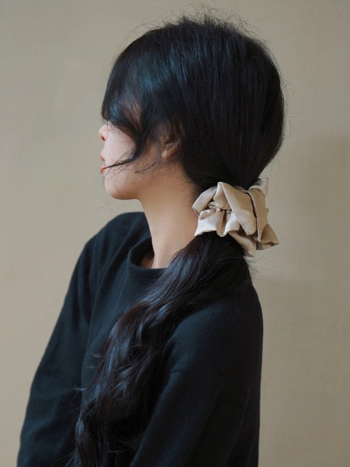 Chic 100% Silk Skirt Design Hair Scrunchie-Double Layer