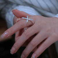 Minimalist Cross Flower Ring-Adjustable