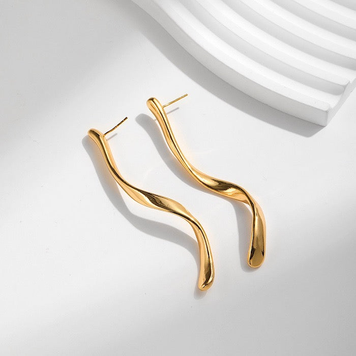 Slim Curved Longline Earrings