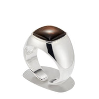 Sterling Silver Band-Genuine Smoky Quartz