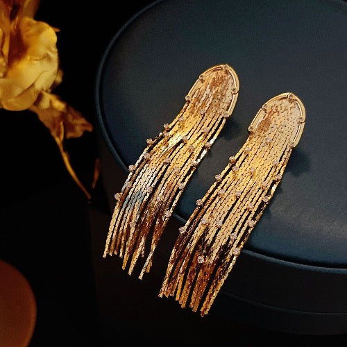 Sparkling Tassels Longline Earrings