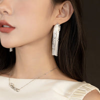 Sparkling Tassels Longline Earrings