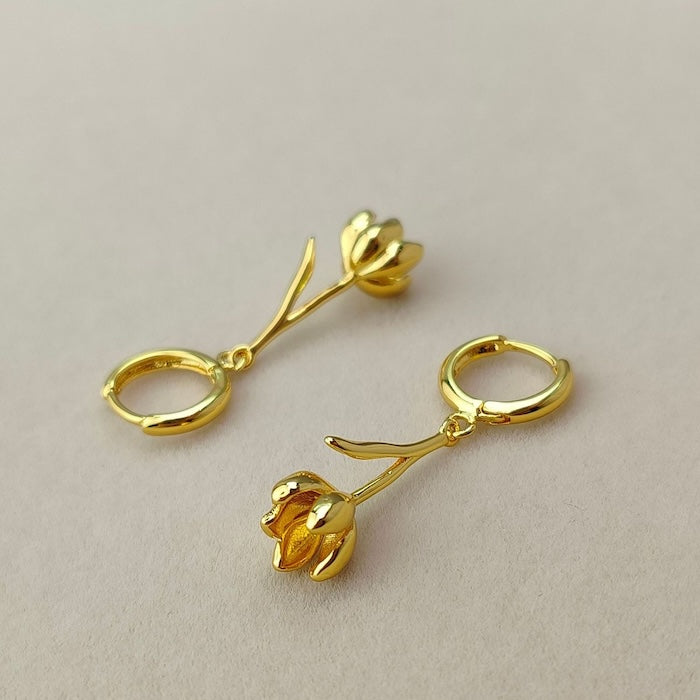 Minimalist Tulip Flowers Drop Earrings