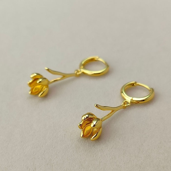 Minimalist Tulip Flowers Drop Earrings