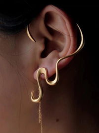 Chic Waved Line Large Ear Cuffs - One Pair