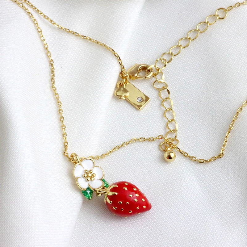 Cute KS Style Strawberry Earrings n Necklace