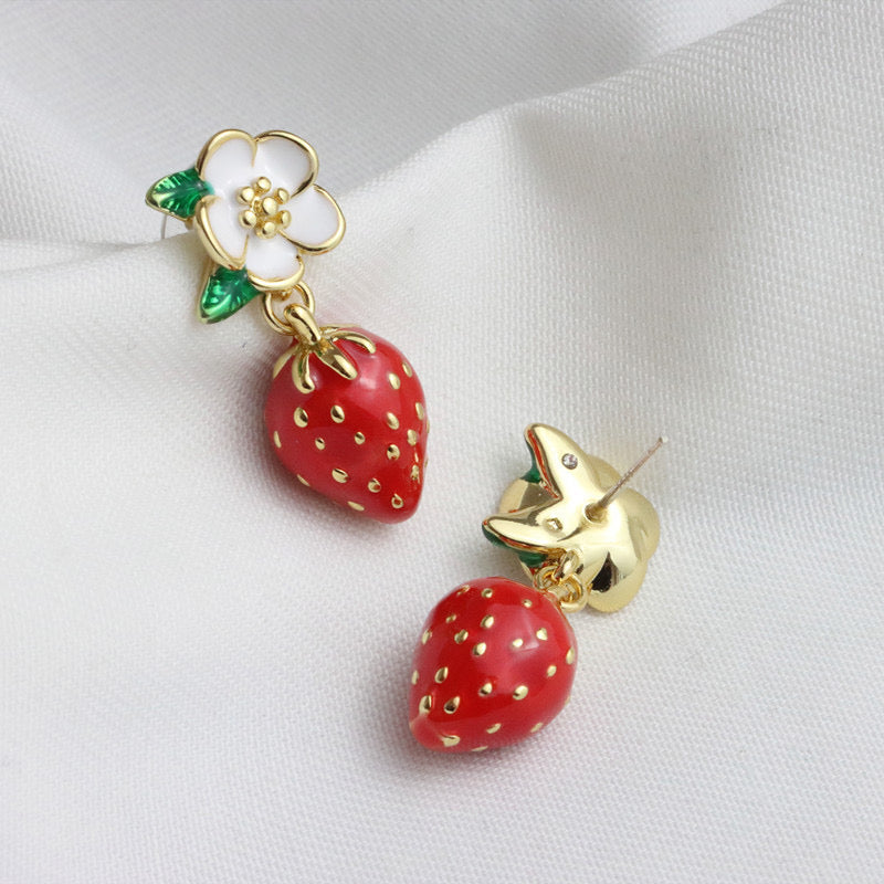 Cute KS Style Strawberry Earrings n Necklace