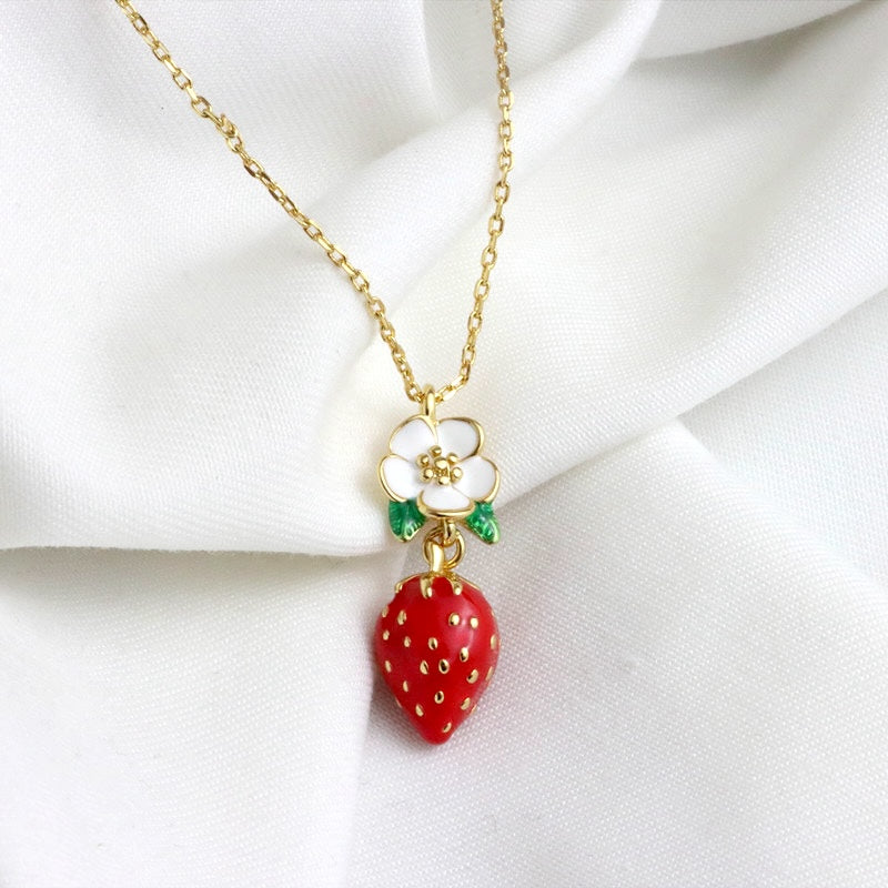 Cute KS Style Strawberry Earrings n Necklace