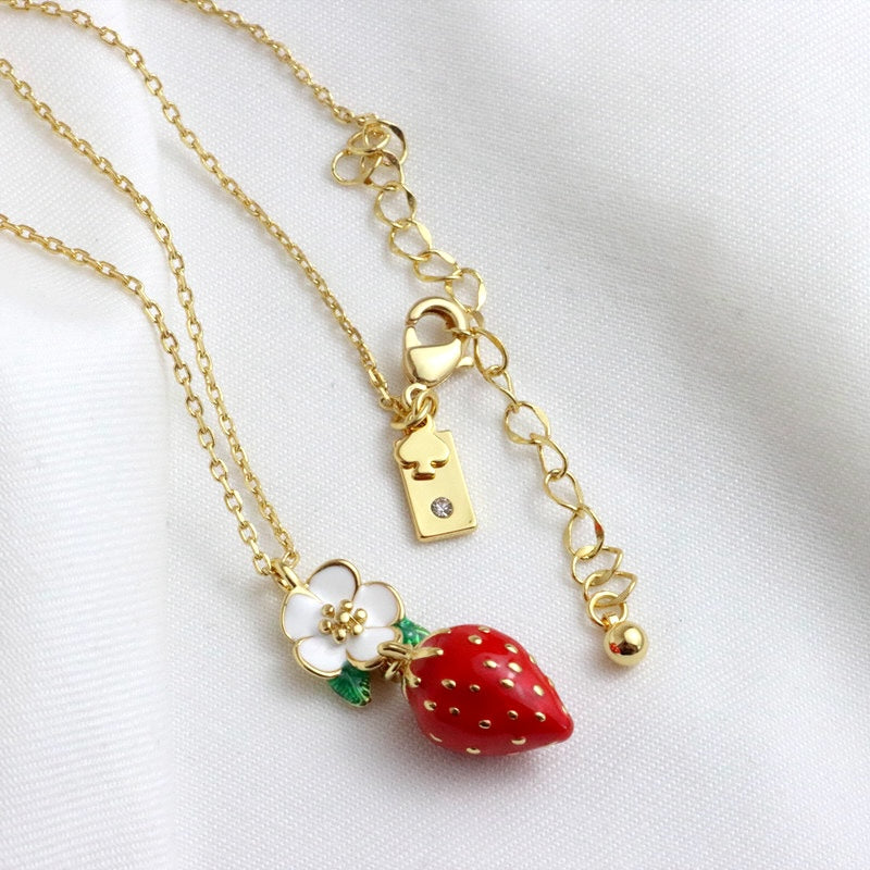 Cute KS Style Strawberry Earrings n Necklace