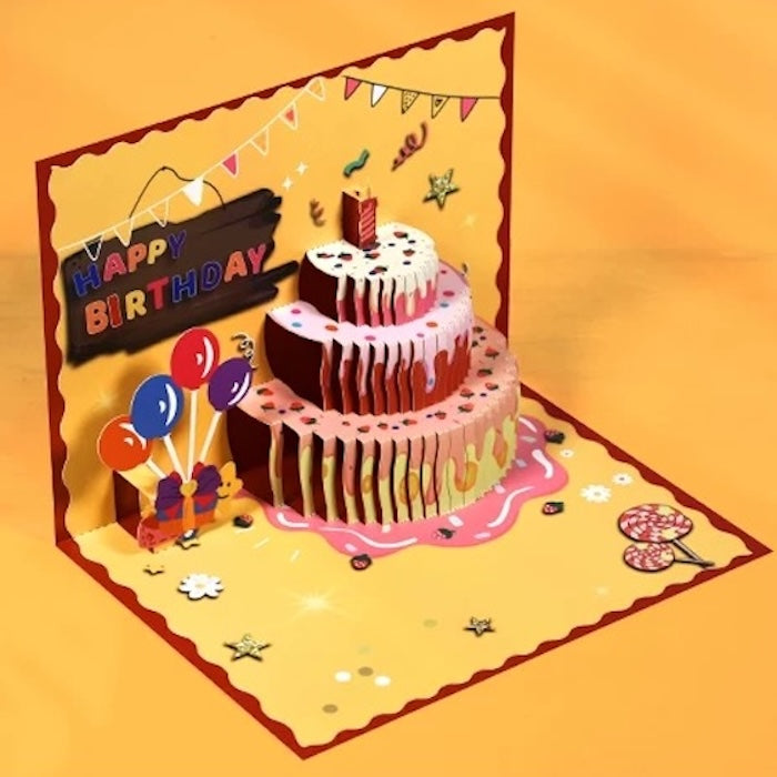 3D Gift Card - Happy Birthday Cake Card