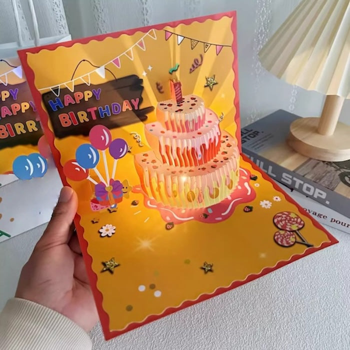 3D Gift Card - Happy Birthday Cake Card