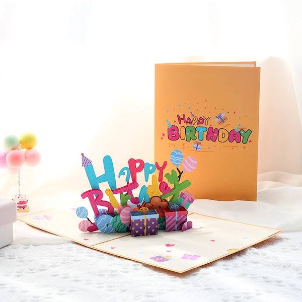 3D Gift Card - Happy Birthday Letters Card