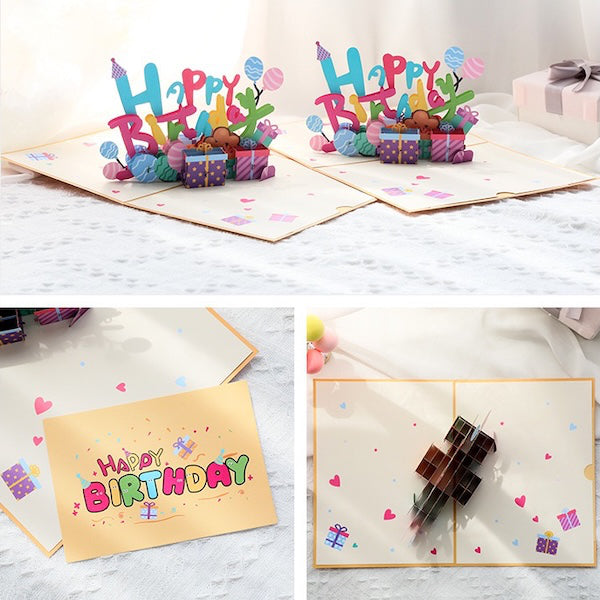 3D Gift Card - Happy Birthday Letters Card