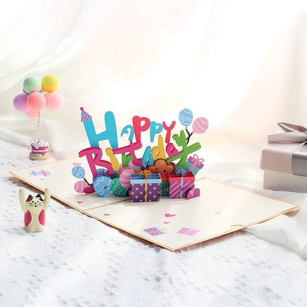 3D Gift Card - Happy Birthday Letters Card