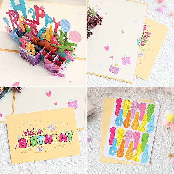 3D Gift Card - Happy Birthday Letters Card