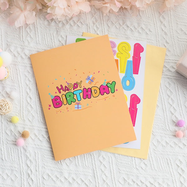 3D Gift Card - Happy Birthday Letters Card