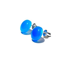 Bold Look Blue Onyx Round Ear Studs