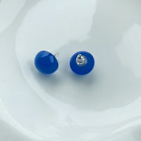 Bold Look Blue Onyx Round Ear Studs