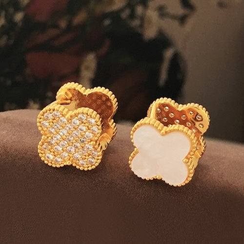 Elegant Lucky Clover Double Sides Earrings