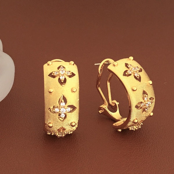 Luxurious Sparkling Cross Flower Hoop Earrings