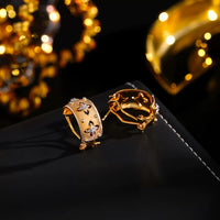 Luxurious Sparkling Cross Flower Hoop Earrings