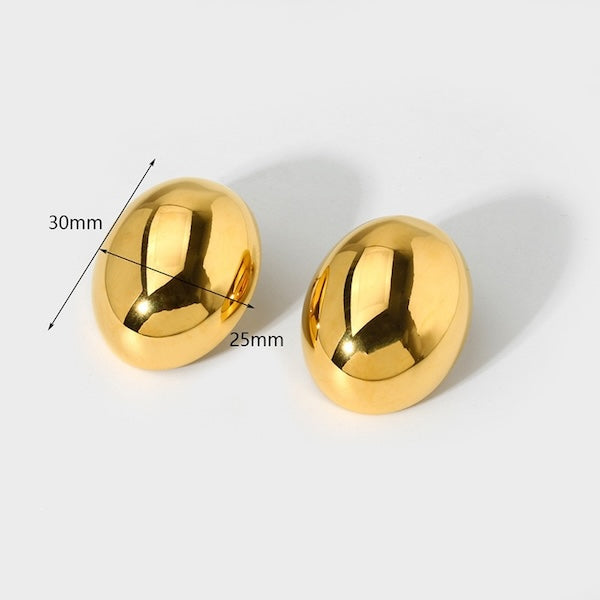 Minimalist Oval Eggshell Ear Studs